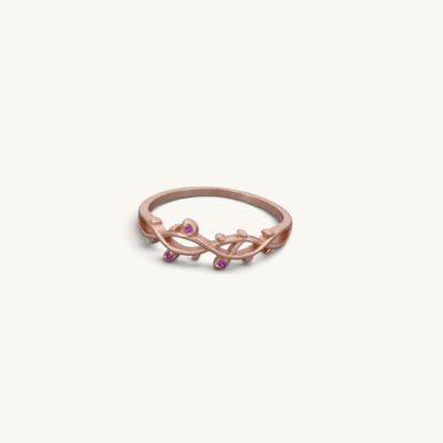 Ruby Look Cz Leaf Rings