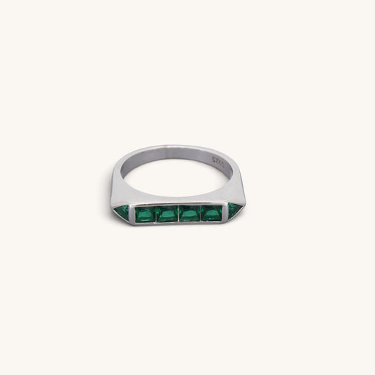 Emerald Look Art Deco Rings