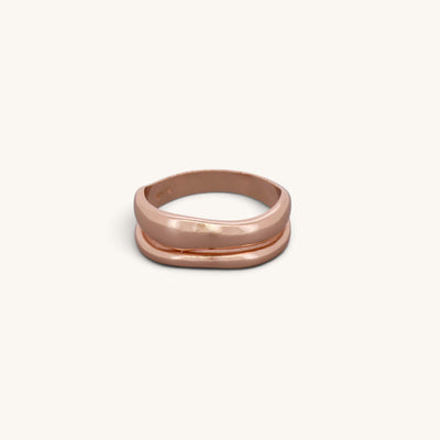Twist Two Irregular Circles Ring