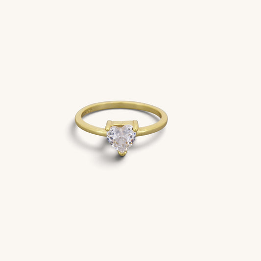 Single Cz Stone Heart Ring