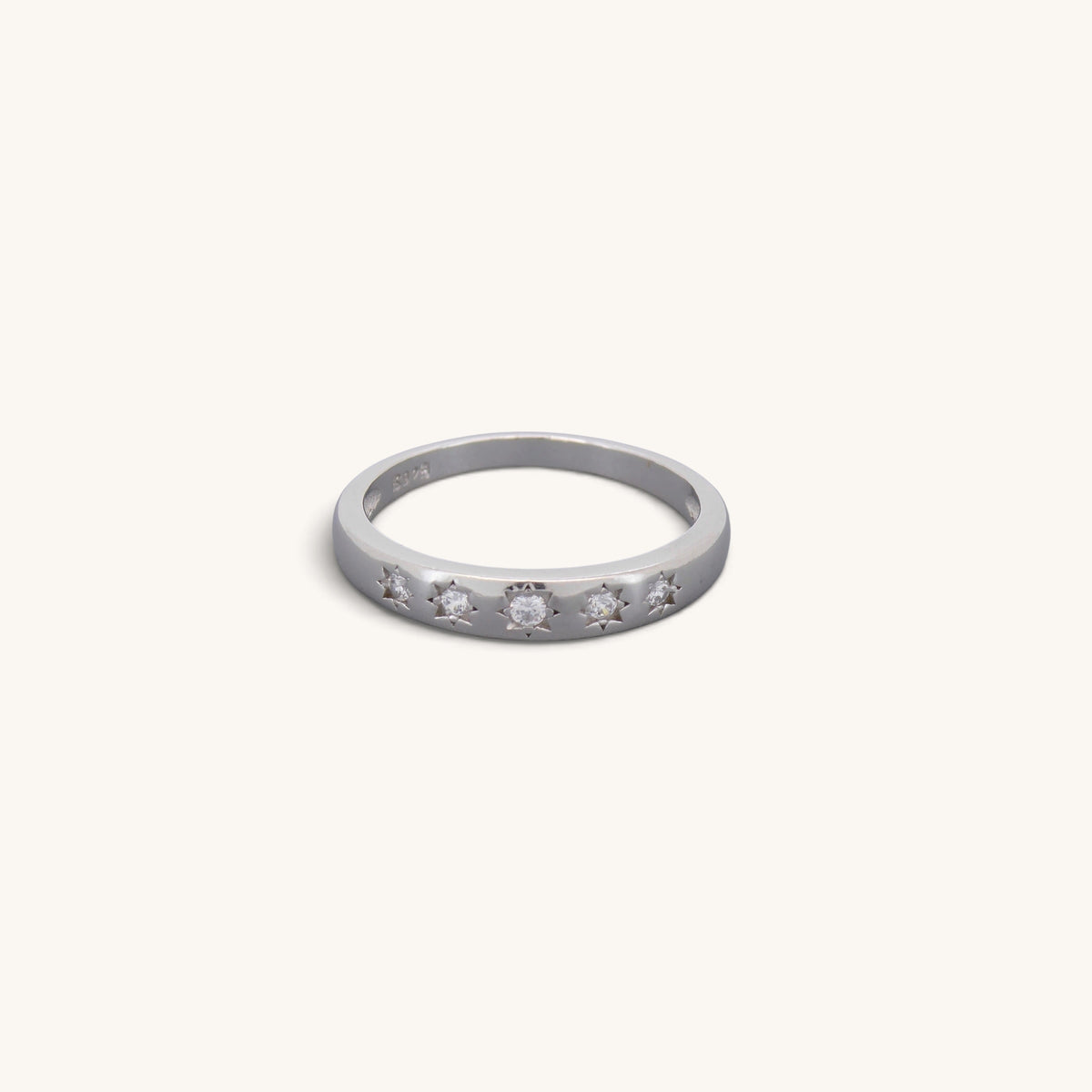 Five Stars Cz Signet Rings