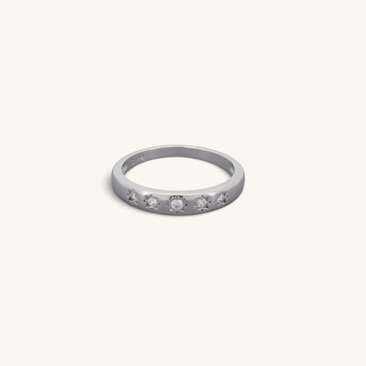 Five Stars Cz Signet Rings