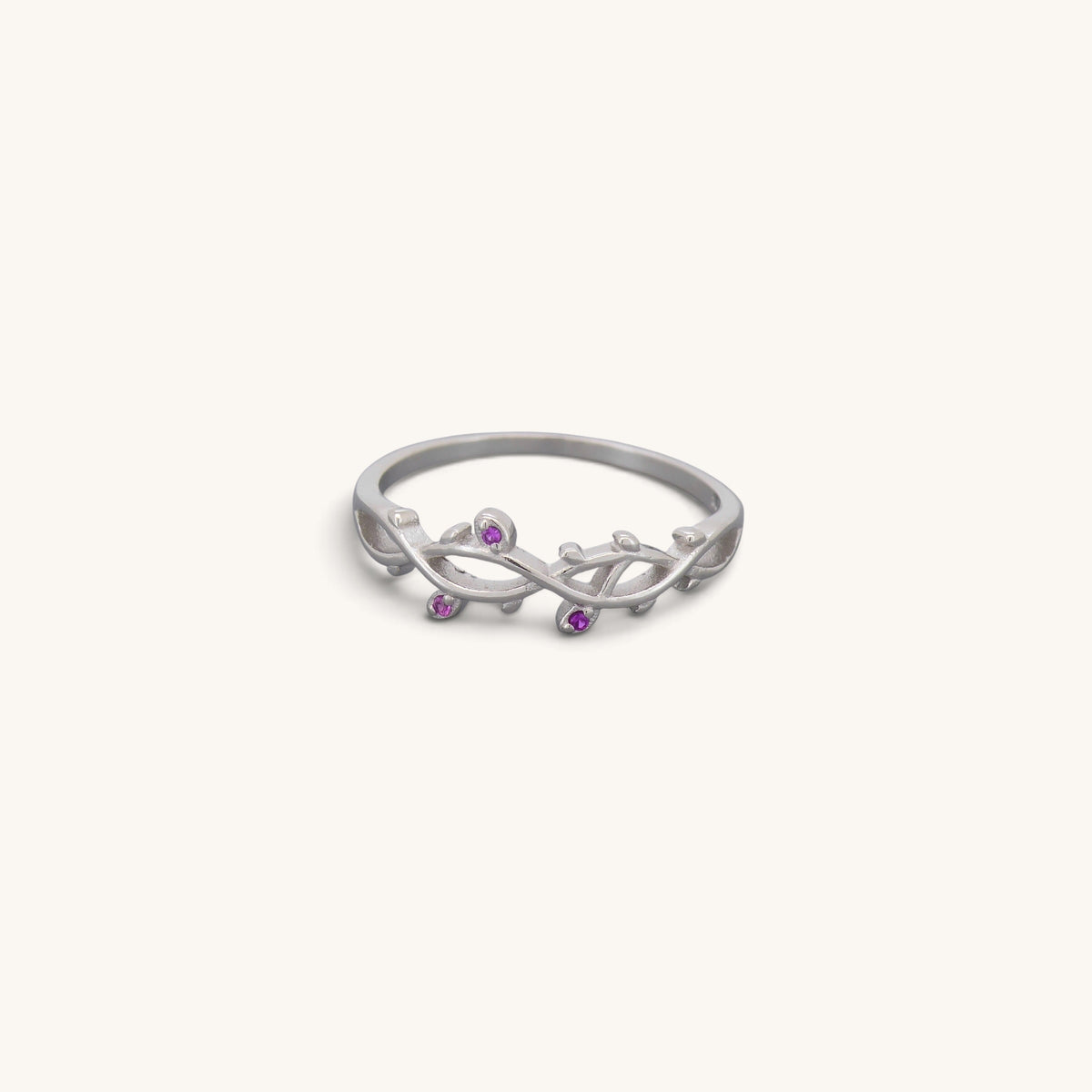 Ruby Look Cz Leaf Rings