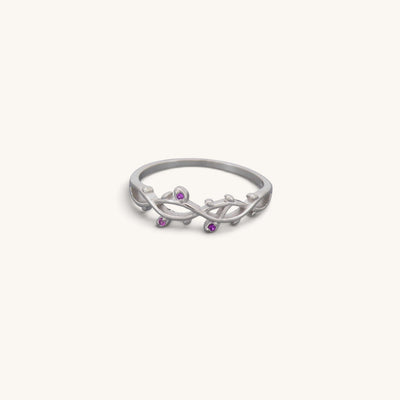 Ruby Look Cz Leaf Rings