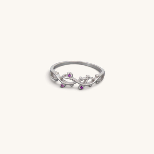 Ruby Look Cz Leaf Rings
