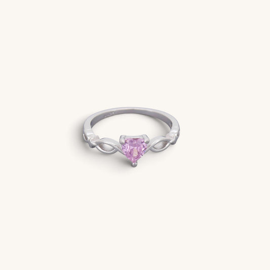Pink Cz Stone Heart Ring