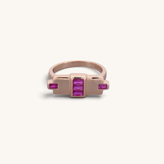 Ruby Look Art Deco Rings