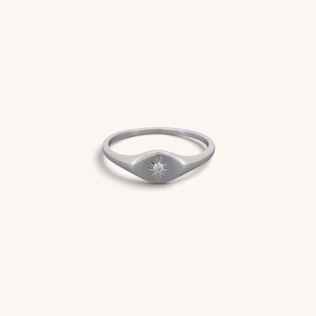 Star Single Cz Signet Rings