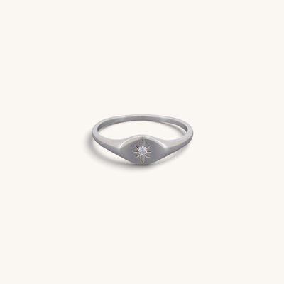 Star Single Cz Signet Rings