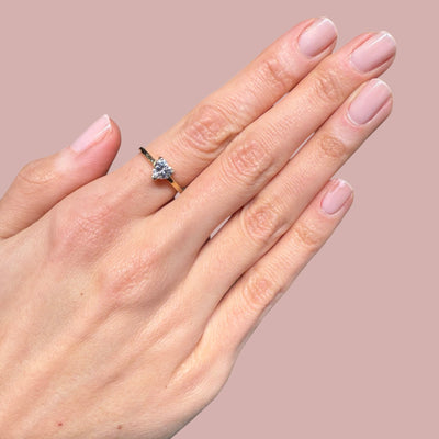 Single Cz Stone Heart Ring