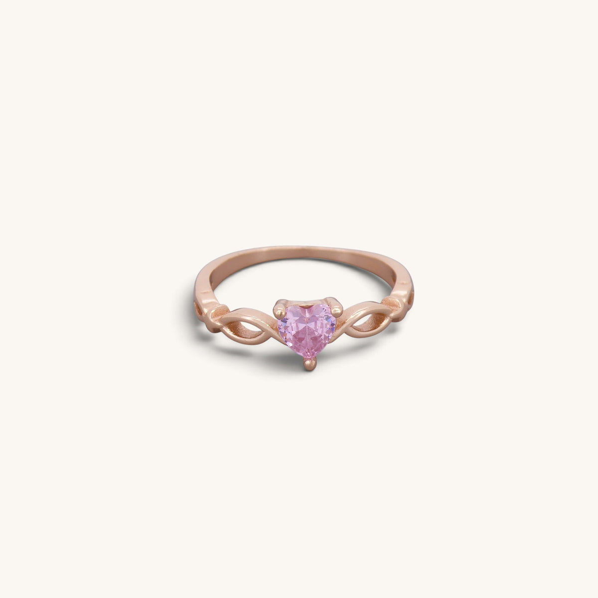 Pink Cz Stone Heart Ring