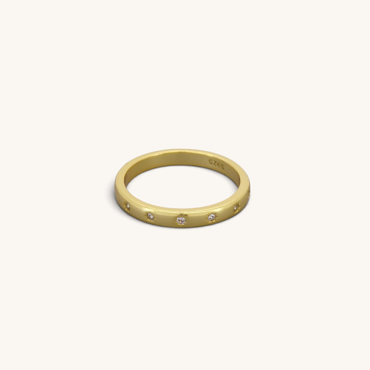 Thin Stars Cz Band Rings