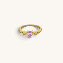 Pink Cz Stone Heart Ring