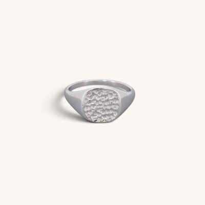 Hammered Square Signet Rings