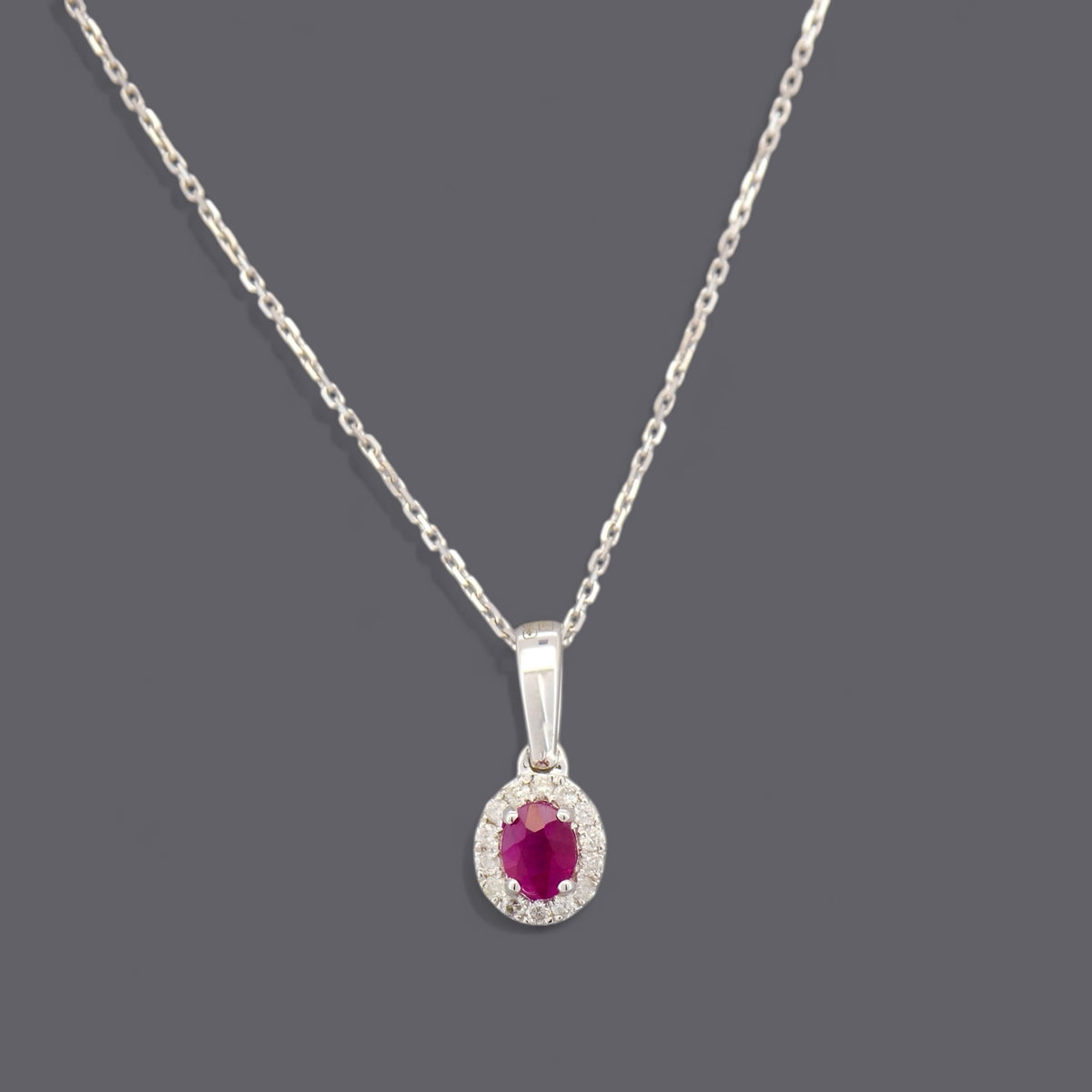 Ruby & Diamond Necklace, 18k White Gold