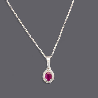 Ruby & Diamond Necklace, 18k White Gold