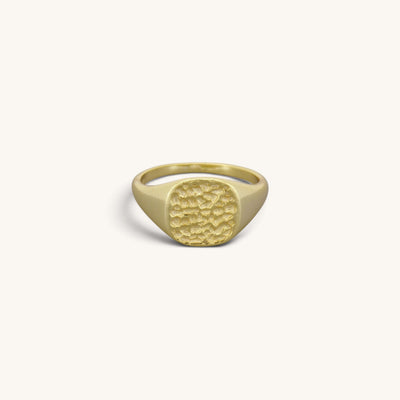 Hammered Square Signet Rings