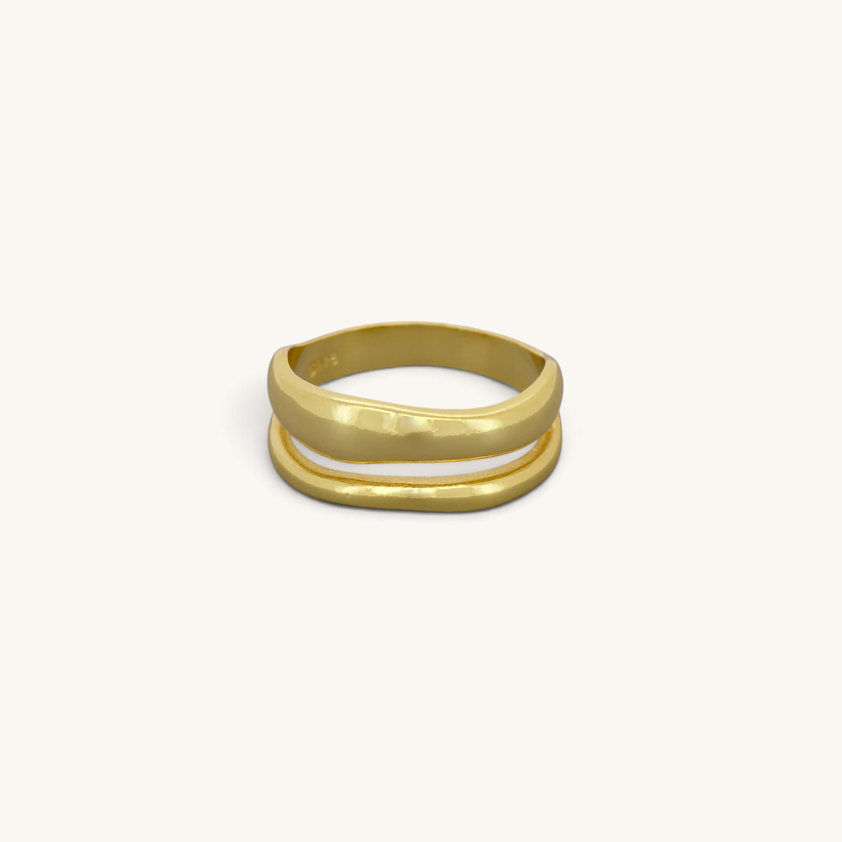 Twist Two Irregular Circles Ring