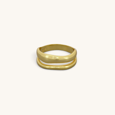 Twist Two Irregular Circles Ring