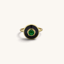 Emerald & Onyx Look Enamel Rings