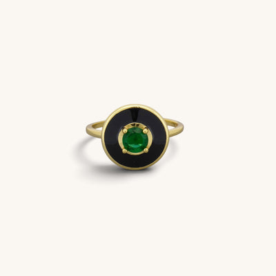 Emerald & Onyx Look Enamel Rings
