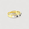 Vintage Blue Sapphire & Genuine Diamonds Half Eternity Ring , 9K Solid Yellow Gold ( UK L / US 5 3/4 )