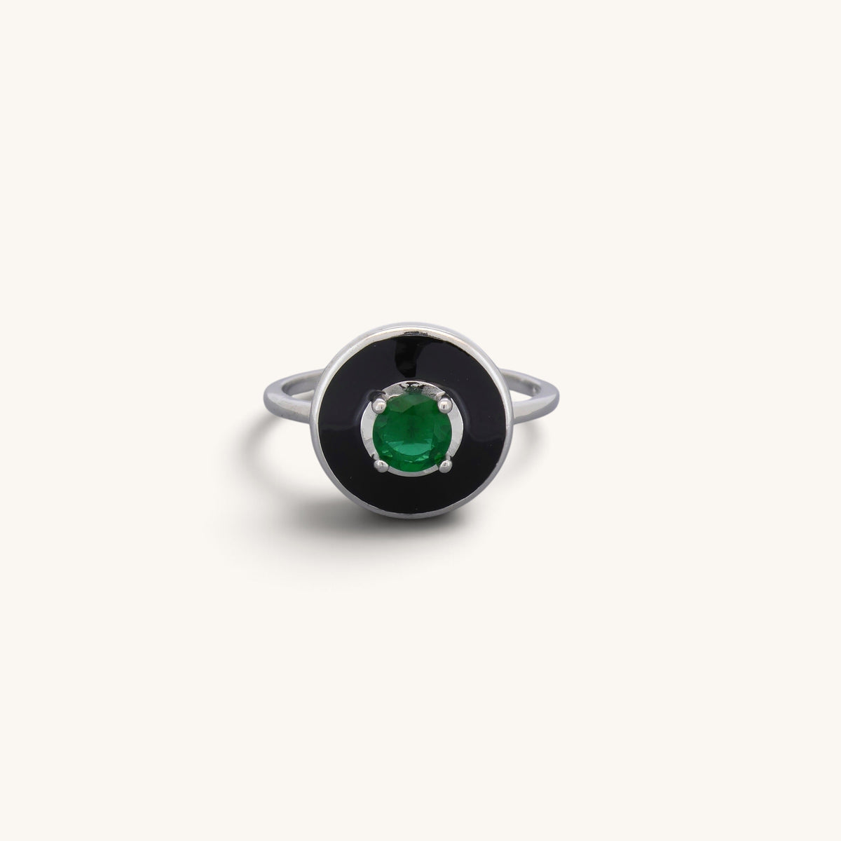 Emerald & Onyx Look Enamel Rings
