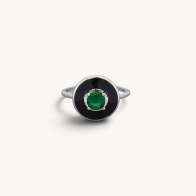 Emerald & Onyx Look Enamel Rings