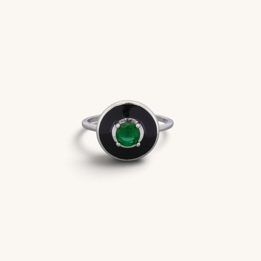 Emerald & Onyx Look Enamel Rings