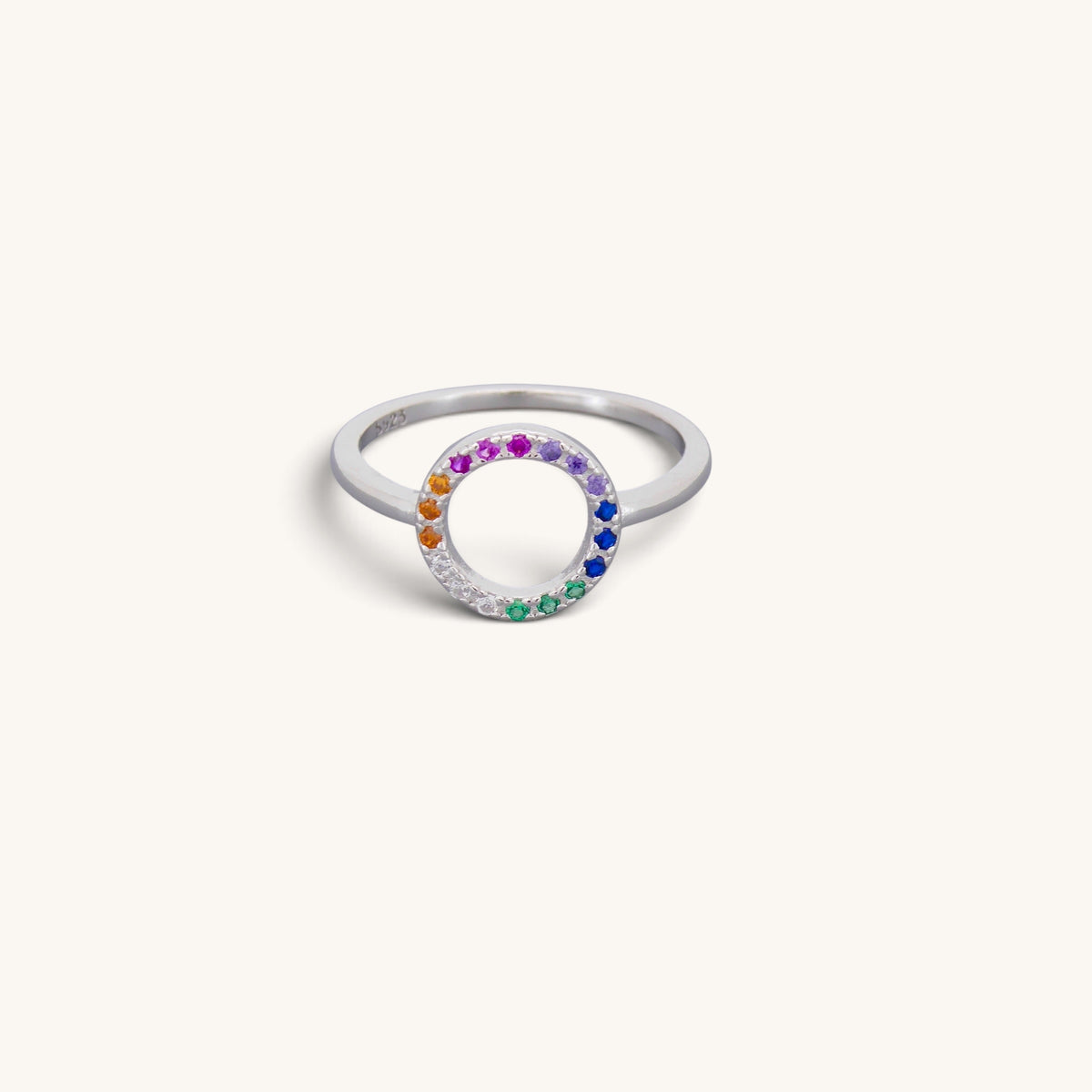 Sterling Silver Rainbow Circle Rings
