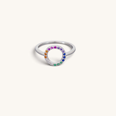 Sterling Silver Rainbow Circle Rings