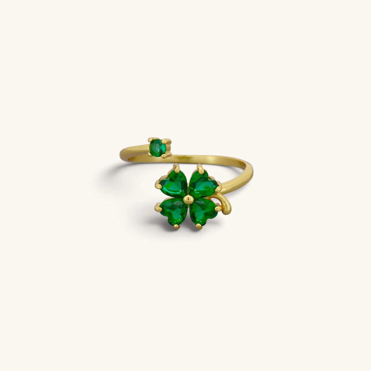 Adjustable Green Clover Rings