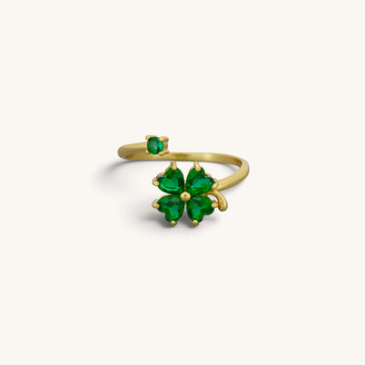 Adjustable Green Clover Rings