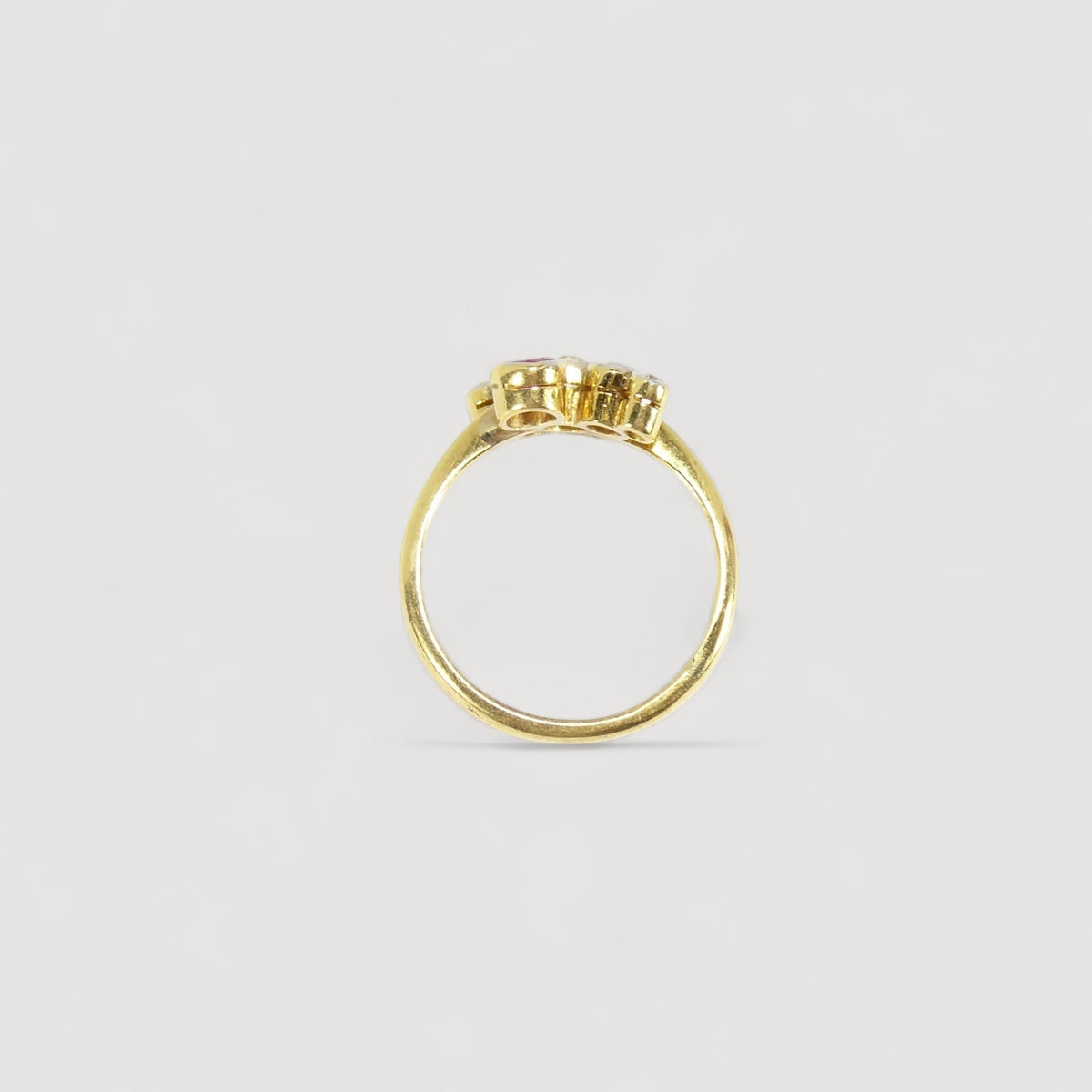 Vintage Ruby & Diamonds Ring , 18k (UK M  - US 6)