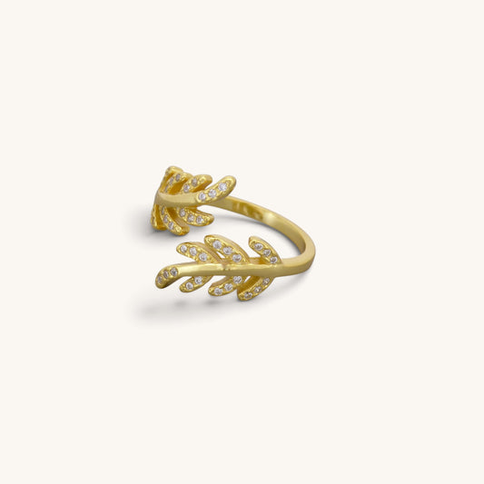 Adjustable Cz Leaf Rings