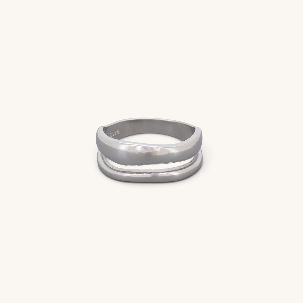 Twist Two Irregular Circles Ring