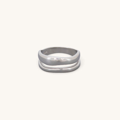Twist Two Irregular Circles Ring