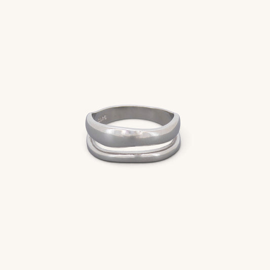 Twist Two Irregular Circles Ring