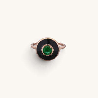 Emerald & Onyx Look Enamel Rings