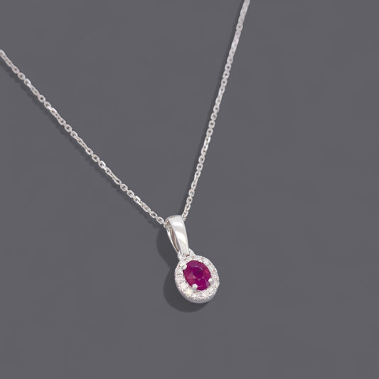 Ruby & Diamond Necklace, 18k White Gold