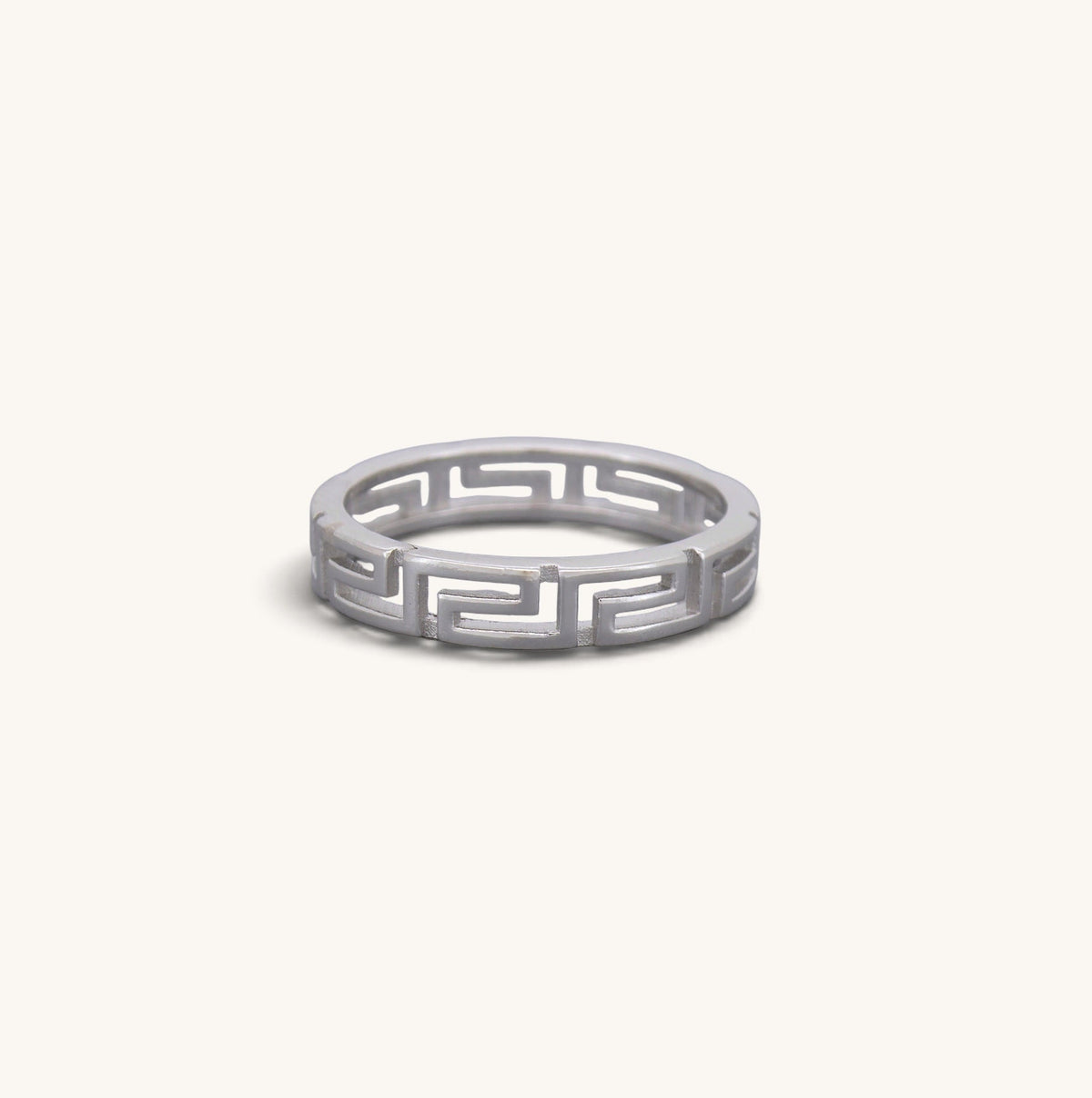 Sterling Silver Greek Key Ring
