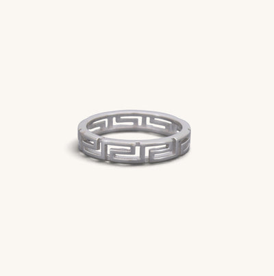 Sterling Silver Greek Key Ring