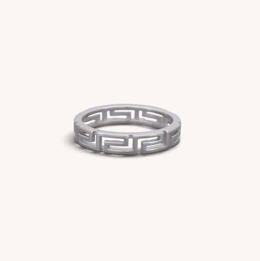 Sterling Silver Greek Key Ring