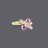 Vintage Ruby & Diamonds Ring , 18k (UK M  - US 6)