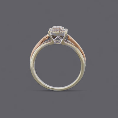 British Vintage Diamond Cluster Ring, 9ct White & Rose Gold