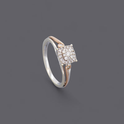 British Vintage Diamond Cluster Ring, 9ct White & Rose Gold