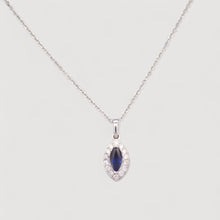 Sapphire & Diamond Cluster Necklace, 18k White Gold