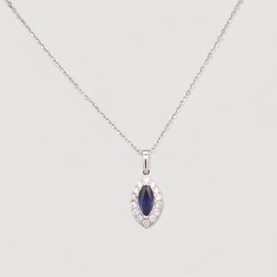 Sapphire & Diamond Cluster Necklace, 18k White Gold