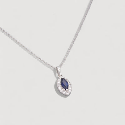 Sapphire & Diamond Cluster Necklace, 18k White Gold