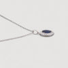 Sapphire & Diamond Cluster Necklace, 18k White Gold